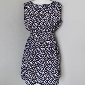 Sleevless Geometric Print Zipper Detail Mini Dress